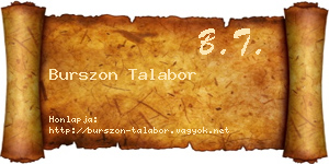 Burszon Talabor névjegykártya